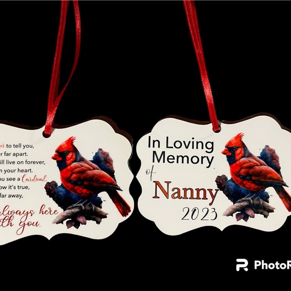 Memorial Cardinal infused ink Christmas ornament - Picture 6 of 6